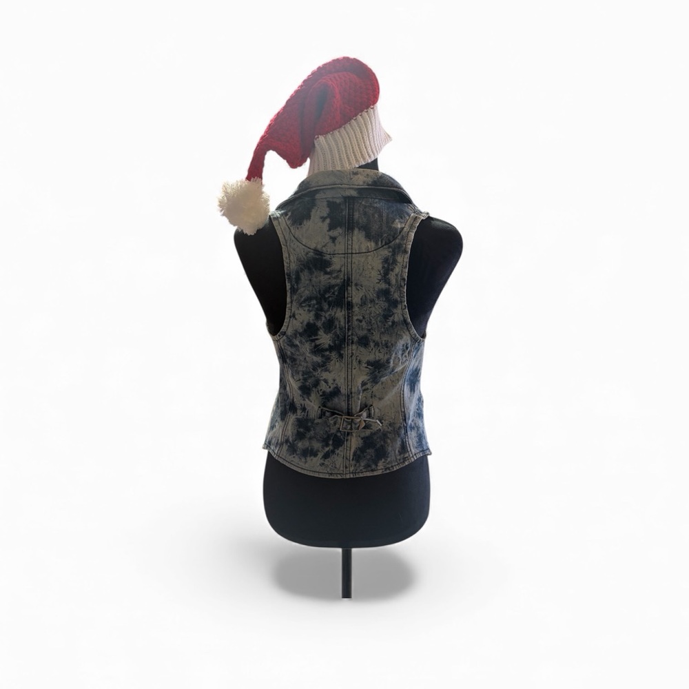 See you Monday, Studded Denim Vest, Sleeveless Tie-Dye Denim Vest, Small - Picture 6 of 12
